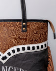 OHLAY OHV125 HOBO Upcycled Canvas Embossed  Genuine Leather women bag western handbag purse