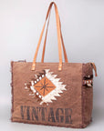OHLAY WEEKENDER Upcycled Canvas Hair-on Genuine Leather women bag western handbag purse