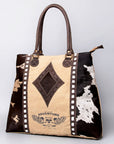 OHLAY OHV128 HOBO Upcycled Canvas Hair-on Genuine Leather women bag western handbag purse