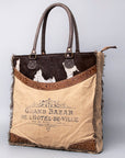 OHLAY OHV130 HOBO Upcycled Canvas Embossed Hair-on Genuine Leather women bag western handbag purse
