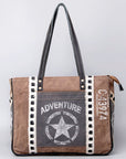 OHLAY OHV132 HOBO Upcycled Canvas Hair-on Genuine Leather women bag western handbag purse