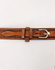 HILASON Western Genuine Leather Belt for Men Women Cowboy Cowgirl Handmade Unisex Full Grain Heavy Duty Tooled Belt for Jeans
