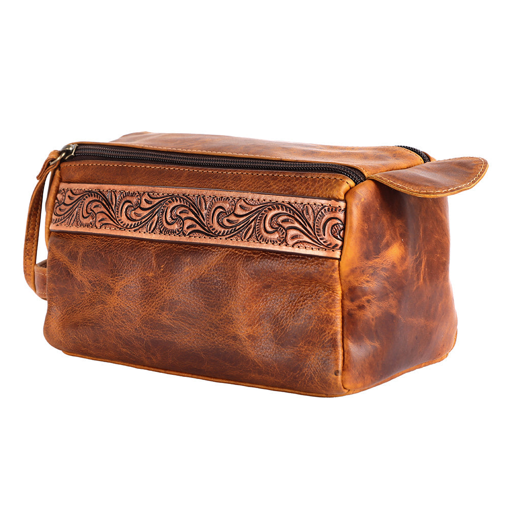 Ohlay Bags OHM111B Toiletry Hand Tooled Genuine Leather Women Bag Western Handbag Purse