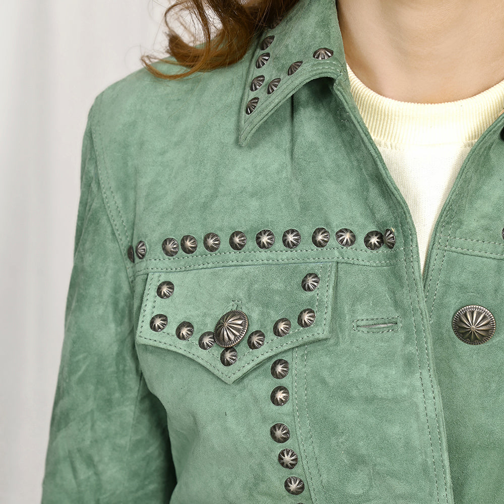 Genuine Vintage  leather Women shirt  jacket  dress ladies girl
