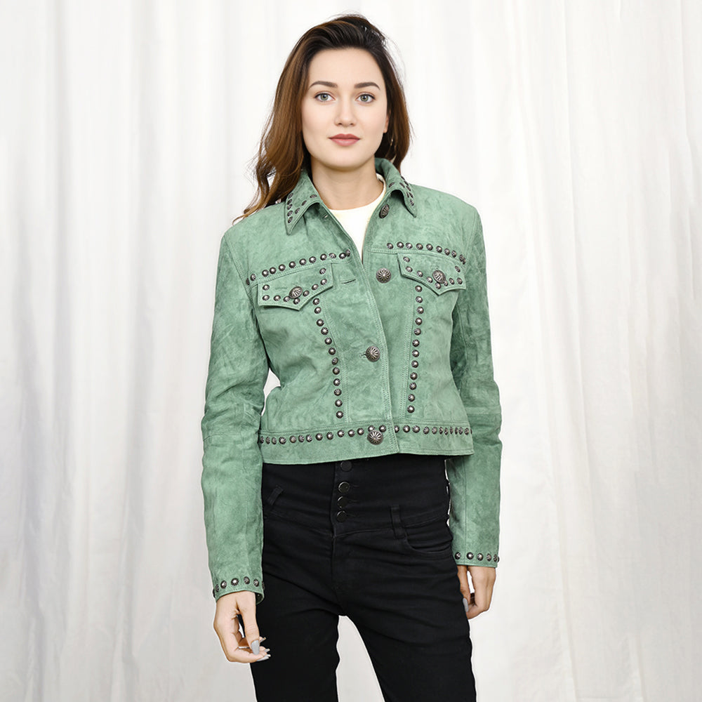 Genuine Vintage  leather Women shirt  jacket  dress ladies girl