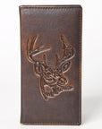 AMERICAN TANNER Genuine Leather Hand Burnished Long Bifold Wallet For Men Women H7 X W3.5 X D0.5