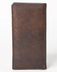 AMERICAN TANNER Genuine Leather Hand Burnished Long Bifold Wallet For Men Women H7 X W3.5 X D0.5