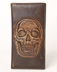 AMERICAN TANNER Genuine Leather Hand Burnished Long Bifold Wallet For Men Women H7 X W3.5 X D0.5