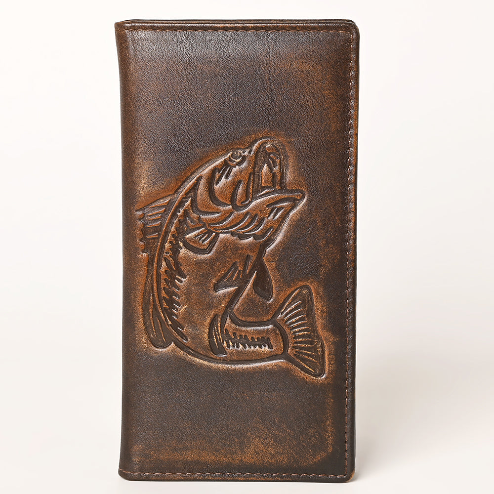AMERICAN TANNER Genuine Leather Hand Burnished Long Bifold Wallet For Men Women H7 X W3.5 X D0.5