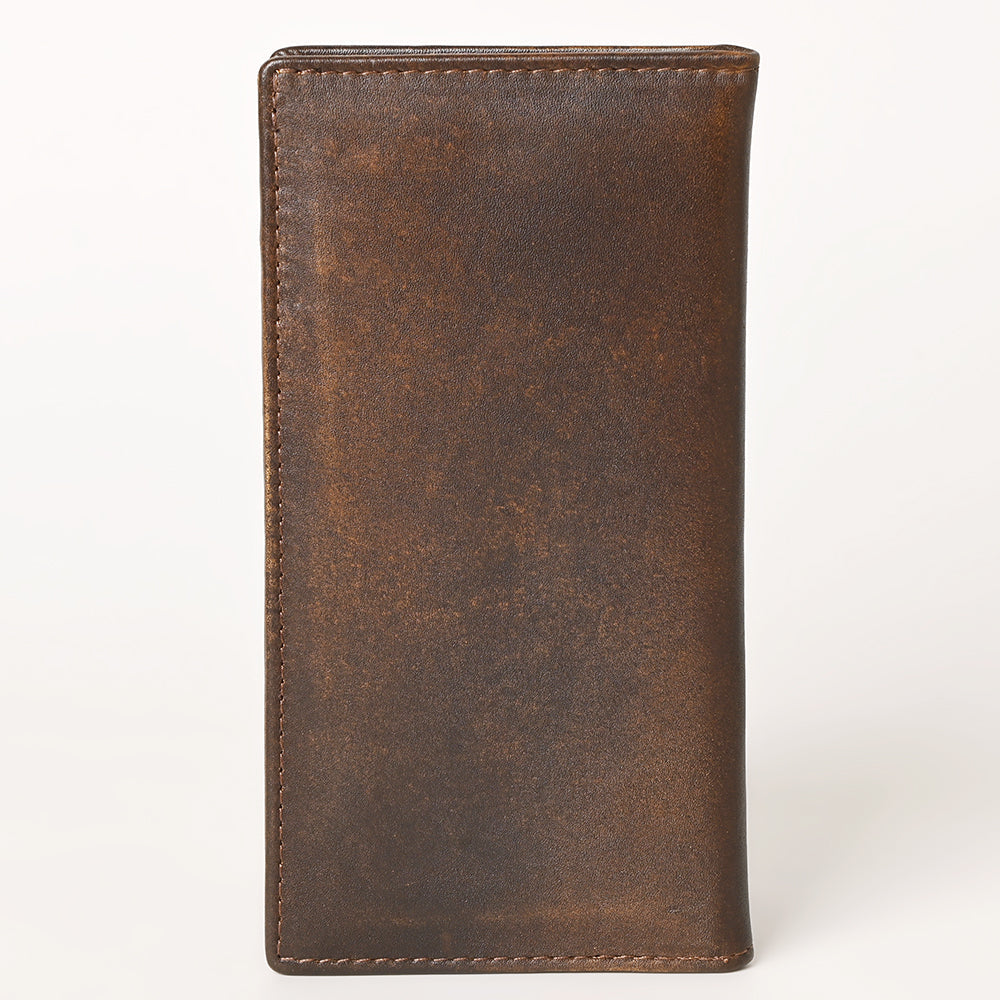 AMERICAN TANNER Genuine Leather Hand Burnished Long Bifold Wallet For Men Women H7 X W3.5 X D0.5