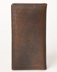 AMERICAN TANNER Genuine Leather Hand Burnished Long Bifold Wallet For Men Women H7 X W3.5 X D0.5