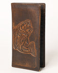 AMERICAN TANNER Genuine Leather Hand Burnished Long Bifold Wallet For Men Women H7 X W3.5 X D0.5
