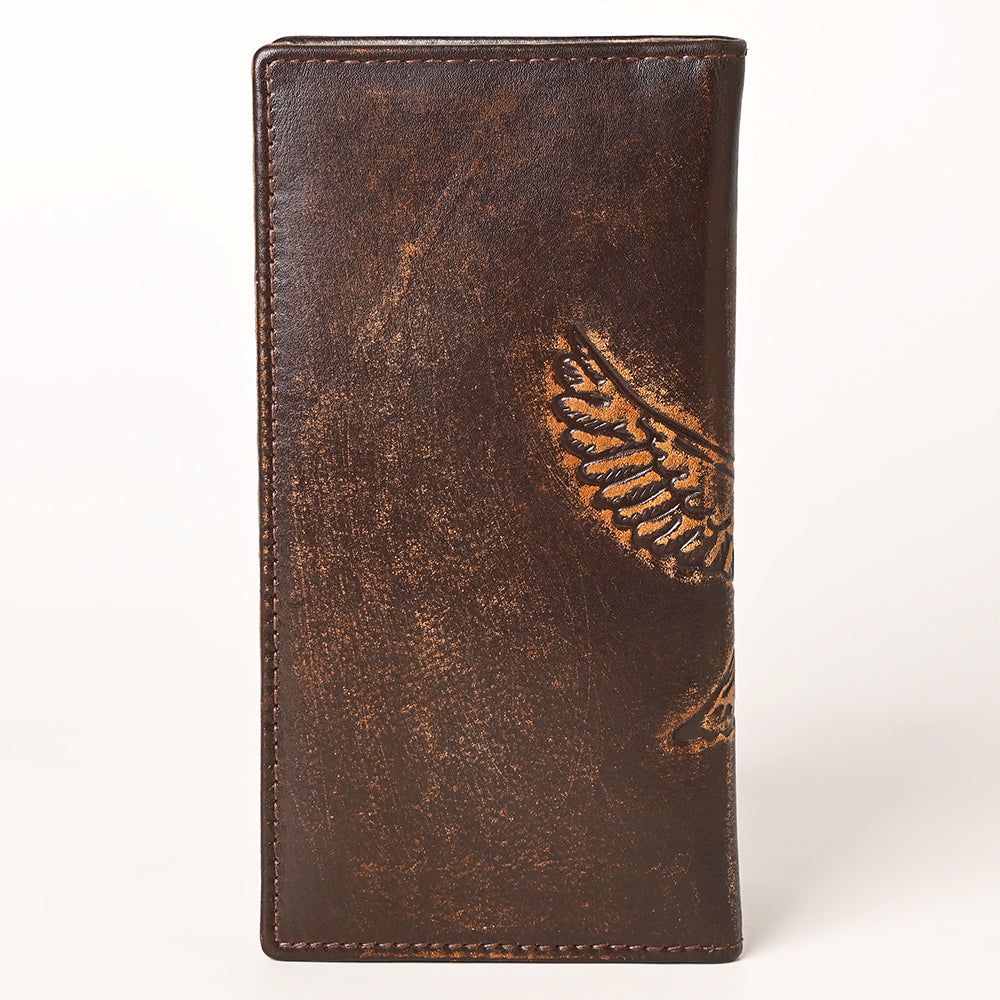 AMERICAN TANNER Genuine Leather Hand Burnished Long Bifold Wallet For Men Women H7 X W3.5 X D0.5