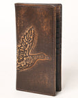AMERICAN TANNER Genuine Leather Hand Burnished Long Bifold Wallet For Men Women H7 X W3.5 X D0.5