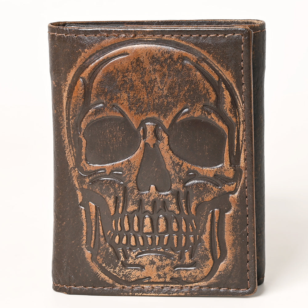 AMERICAN TANNER Genuine Leather Hand Burnished Trifold Wallet For Men Women H4.25 X W3 X D0.5