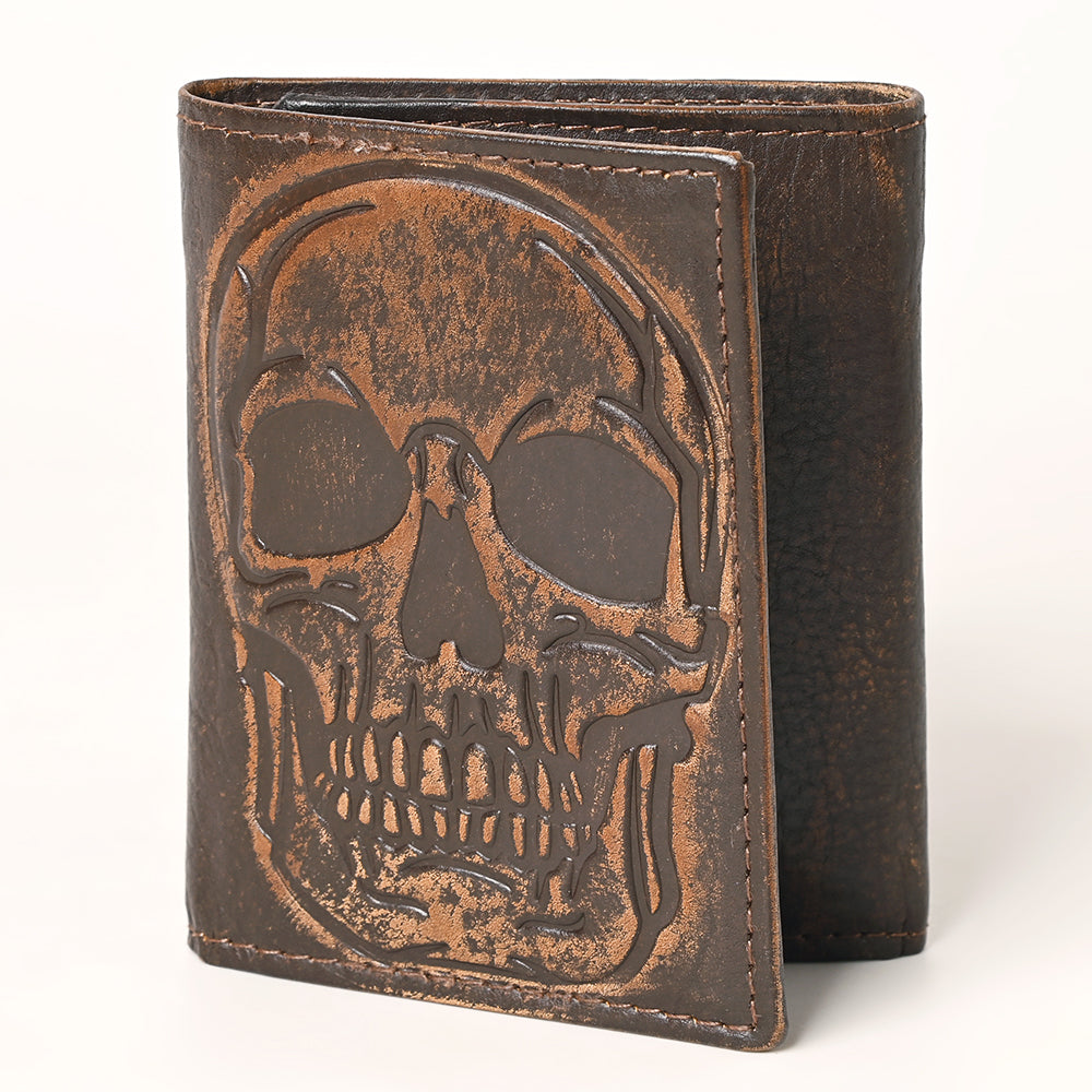 AMERICAN TANNER Genuine Leather Hand Burnished Trifold Wallet For Men Women H4.25 X W3 X D0.5