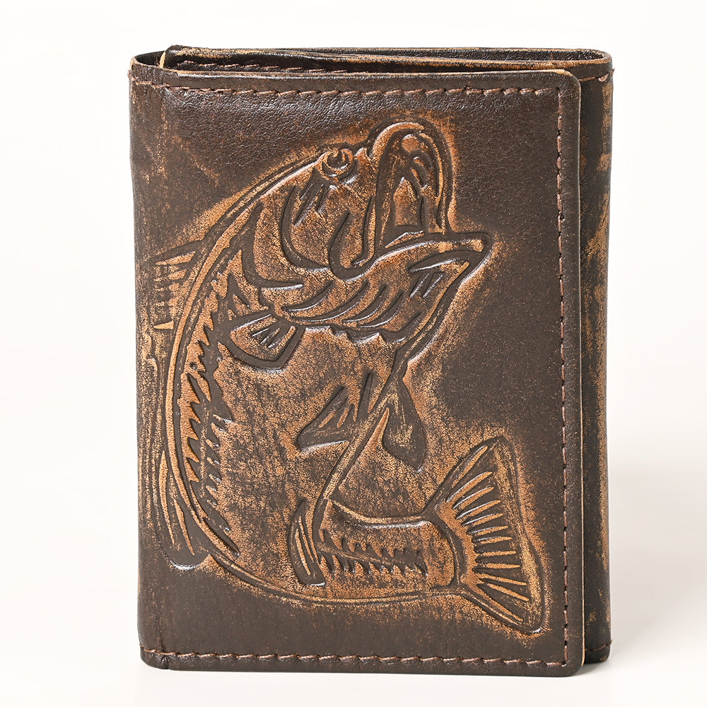 AMERICAN TANNER Genuine Leather Hand Burnished Trifold Wallet For Men Women H4.25 X W3 X D0.5