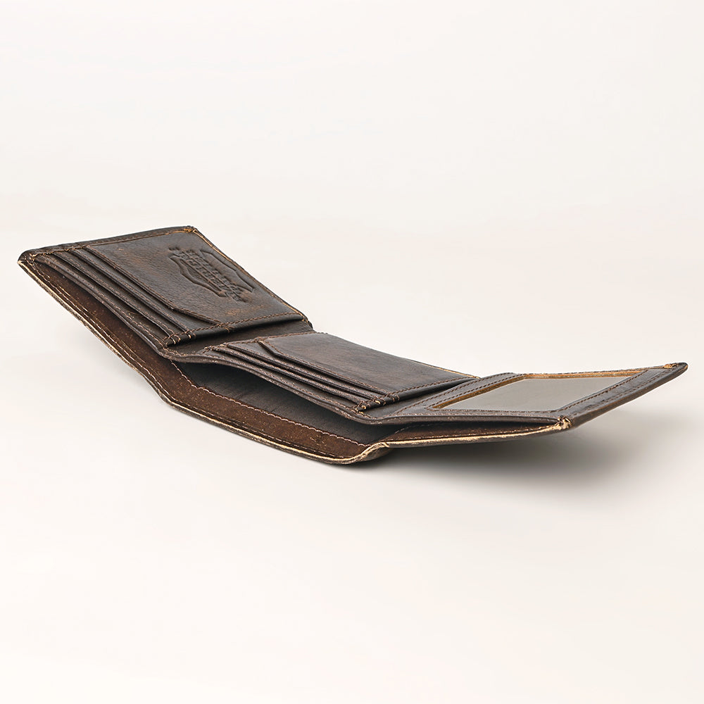 AMERICAN TANNER Genuine Leather Hand Burnished Trifold Wallet For Men Women H4.25 X W3 X D0.5