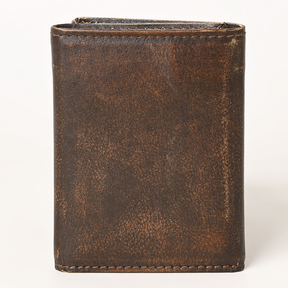 AMERICAN TANNER Genuine Leather Hand Burnished Trifold Wallet For Men Women H4.25 X W3 X D0.5