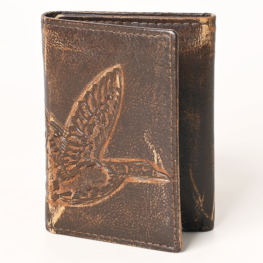AMERICAN TANNER Genuine Leather Hand Burnished Trifold Wallet For Men Women H4.25 X W3 X D0.5