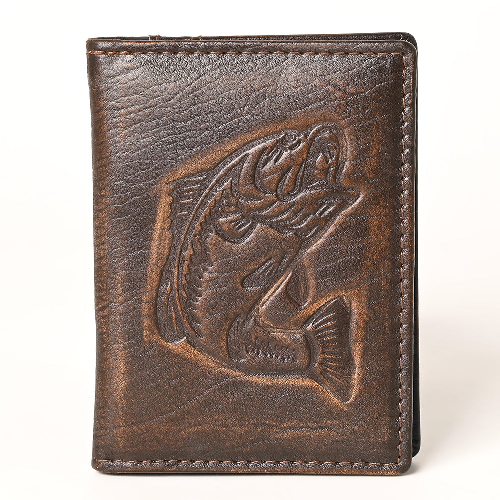 AMERICAN TANNER Genuine Leather Hand Burnished Bifold Wallet For Men Women H4.25 X W3 X D0.5
