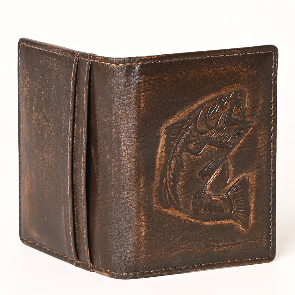 AMERICAN TANNER Genuine Leather Hand Burnished Bifold Wallet For Men Women H4.25 X W3 X D0.5