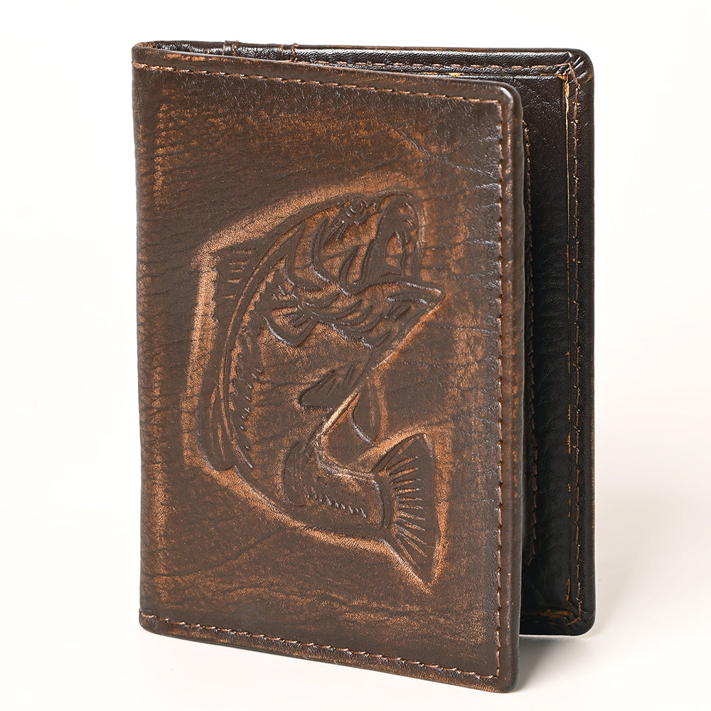 AMERICAN TANNER Genuine Leather Hand Burnished Bifold Wallet For Men Women H4.25 X W3 X D0.5