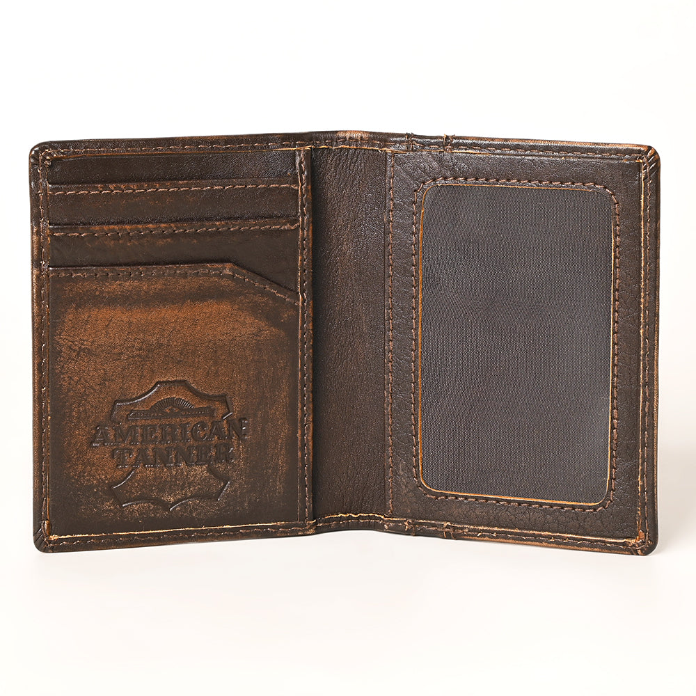 AMERICAN TANNER Genuine Leather Hand Burnished Bifold Wallet For Men Women H4.25 X W3 X D0.5