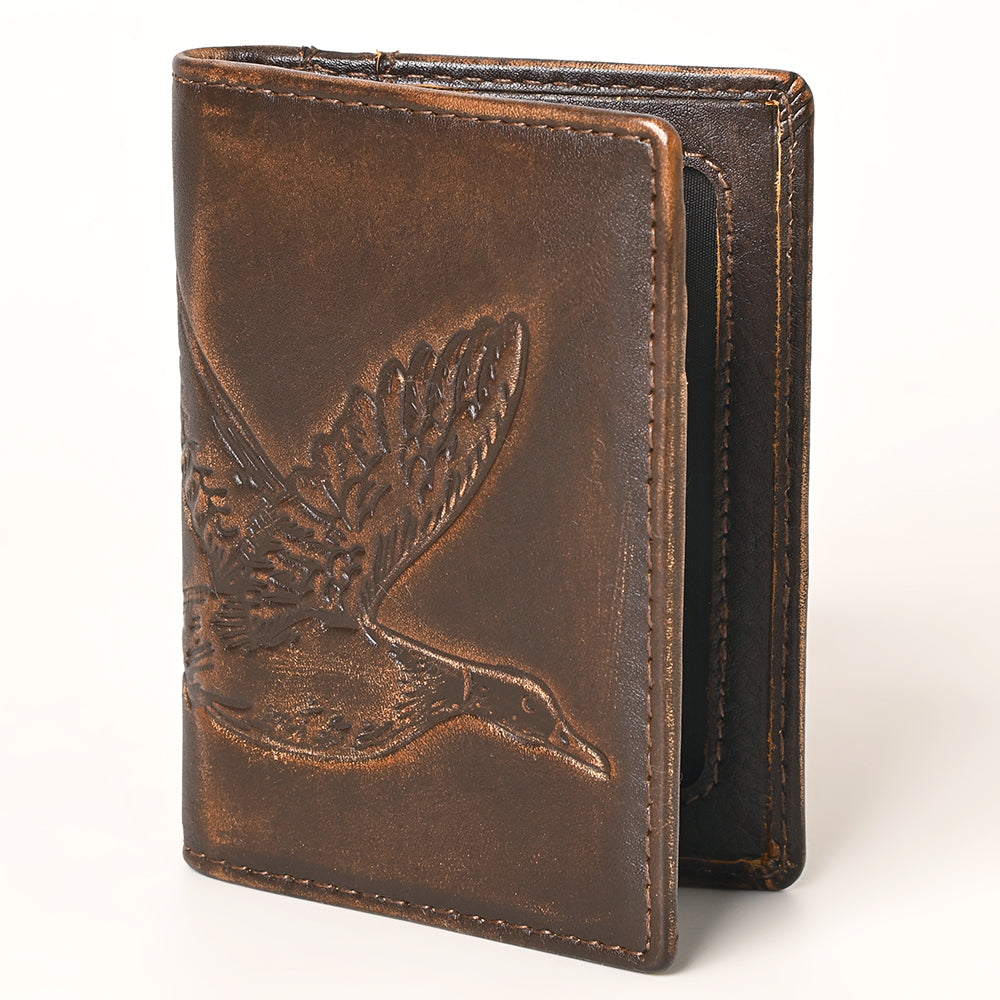 AMERICAN TANNER Genuine Leather Hand Burnished Bifold Wallet For Men Women H4.25 X W3 X D0.5