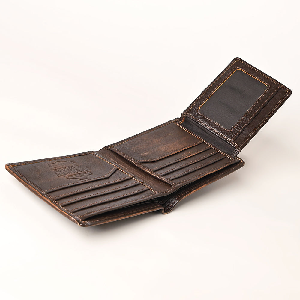 AMERICAN TANNER Genuine Leather Hand Burnished Bifold Wallet For Men Women H3.5 X W4.75 X D0.5