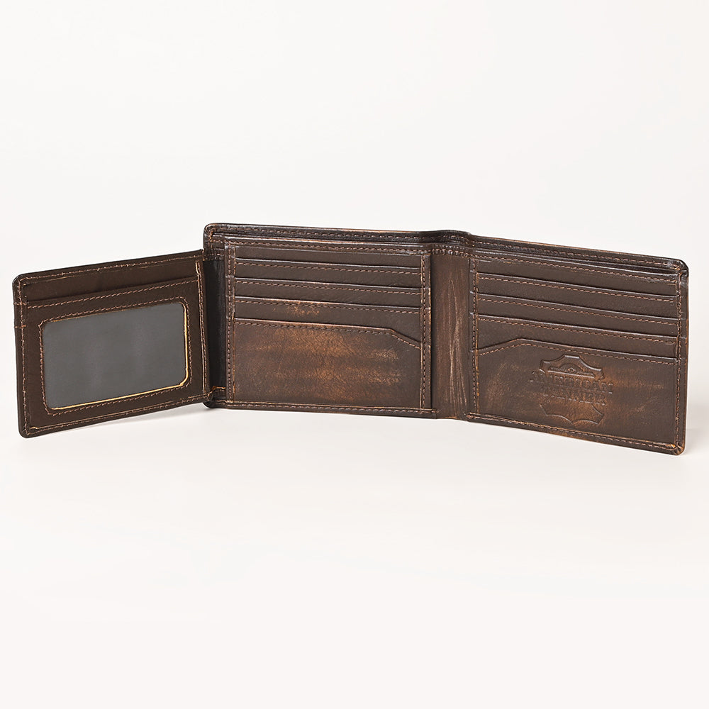 AMERICAN TANNER Genuine Leather Hand Burnished Bifold Wallet For Men Women H3.5 X W4.75 X D0.5