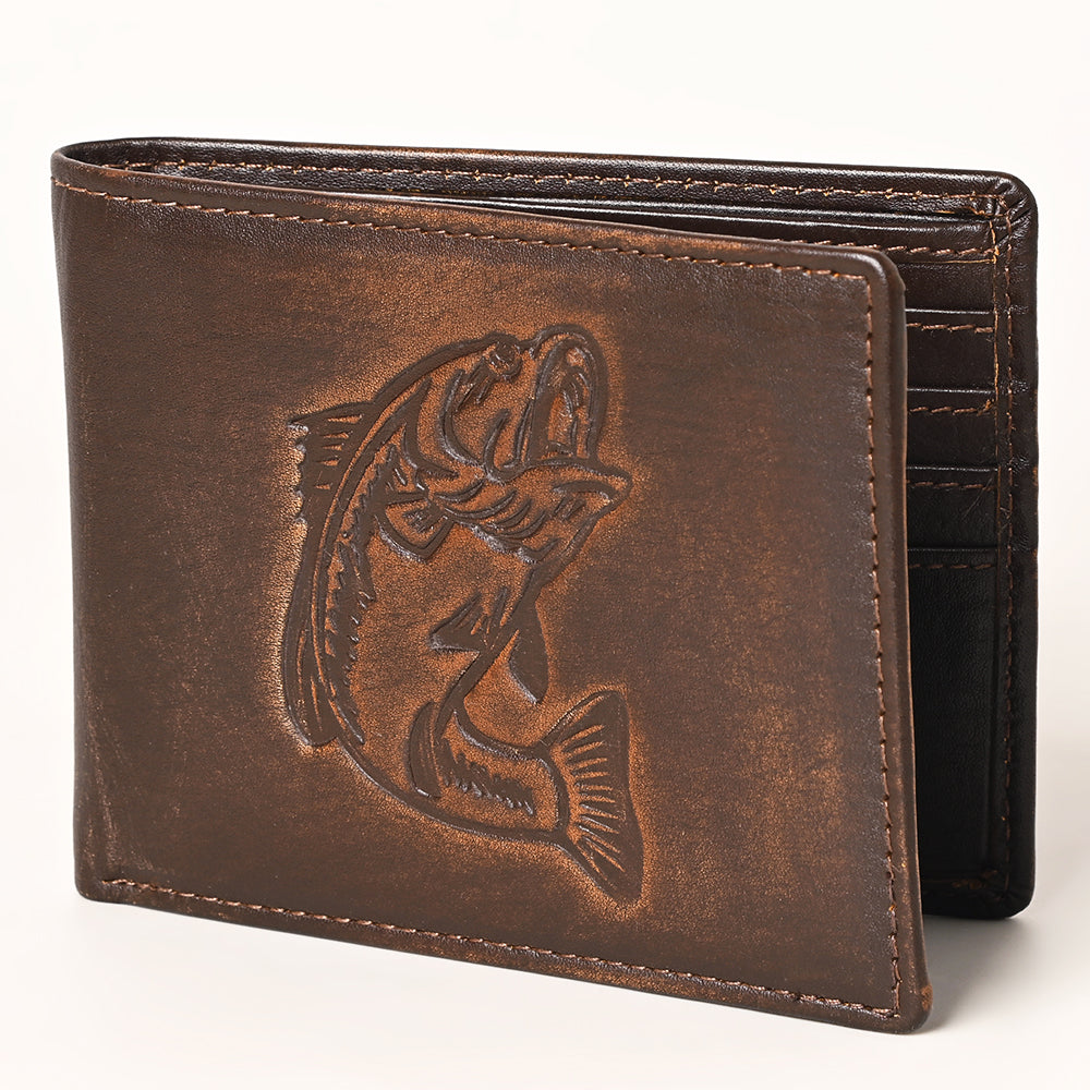 AMERICAN TANNER Genuine Leather Hand Burnished Bifold Wallet For Men Women H3.5 X W4.75 X D0.5