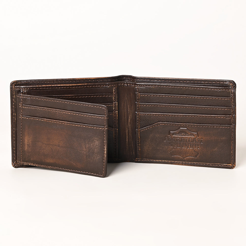 AMERICAN TANNER Genuine Leather Hand Burnished Bifold Wallet For Men Women H3.5 X W4.75 X D0.5