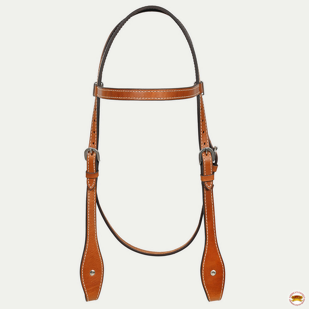 Hilason Western Horse Genuine Leather Headstall Bridle Engraved GS Concho Chestnut