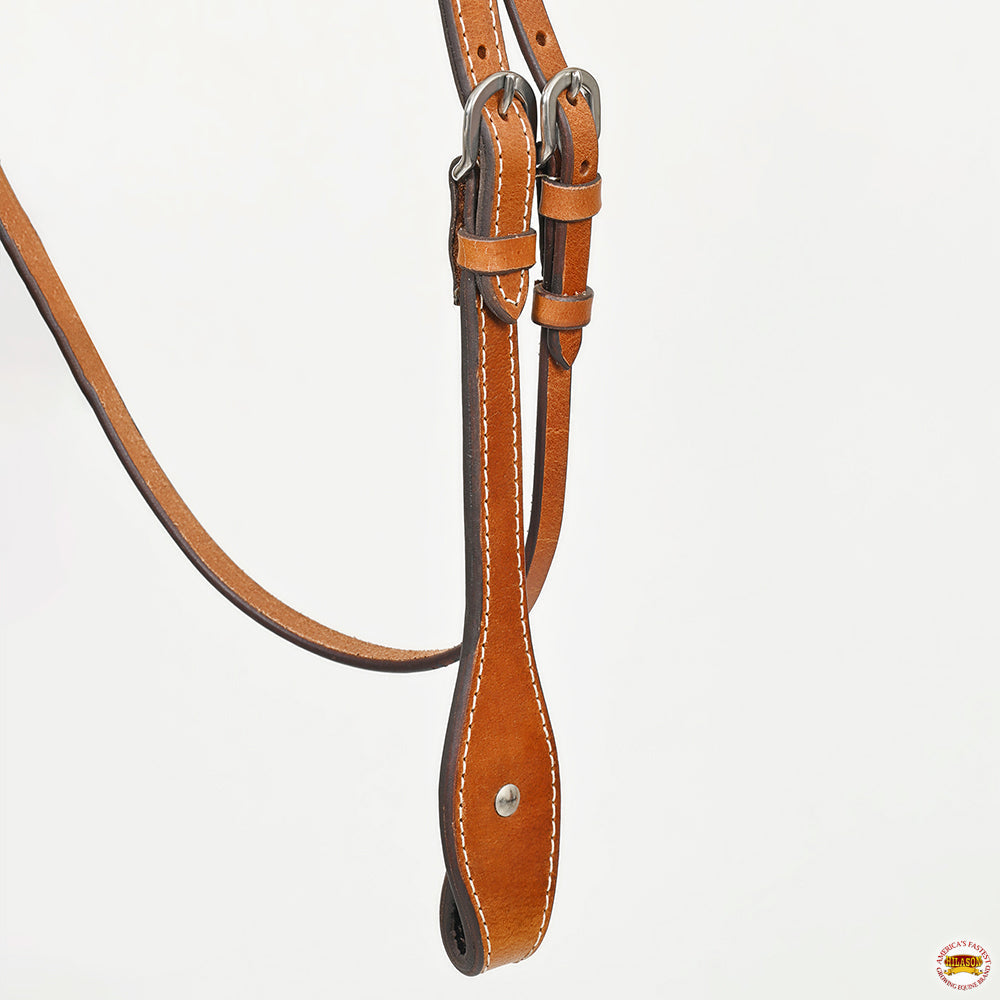 Hilason Western Horse Genuine Leather Headstall Bridle Engraved GS Concho Chestnut