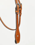 Hilason Western Horse Genuine Leather Headstall Bridle Engraved GS Concho Chestnut