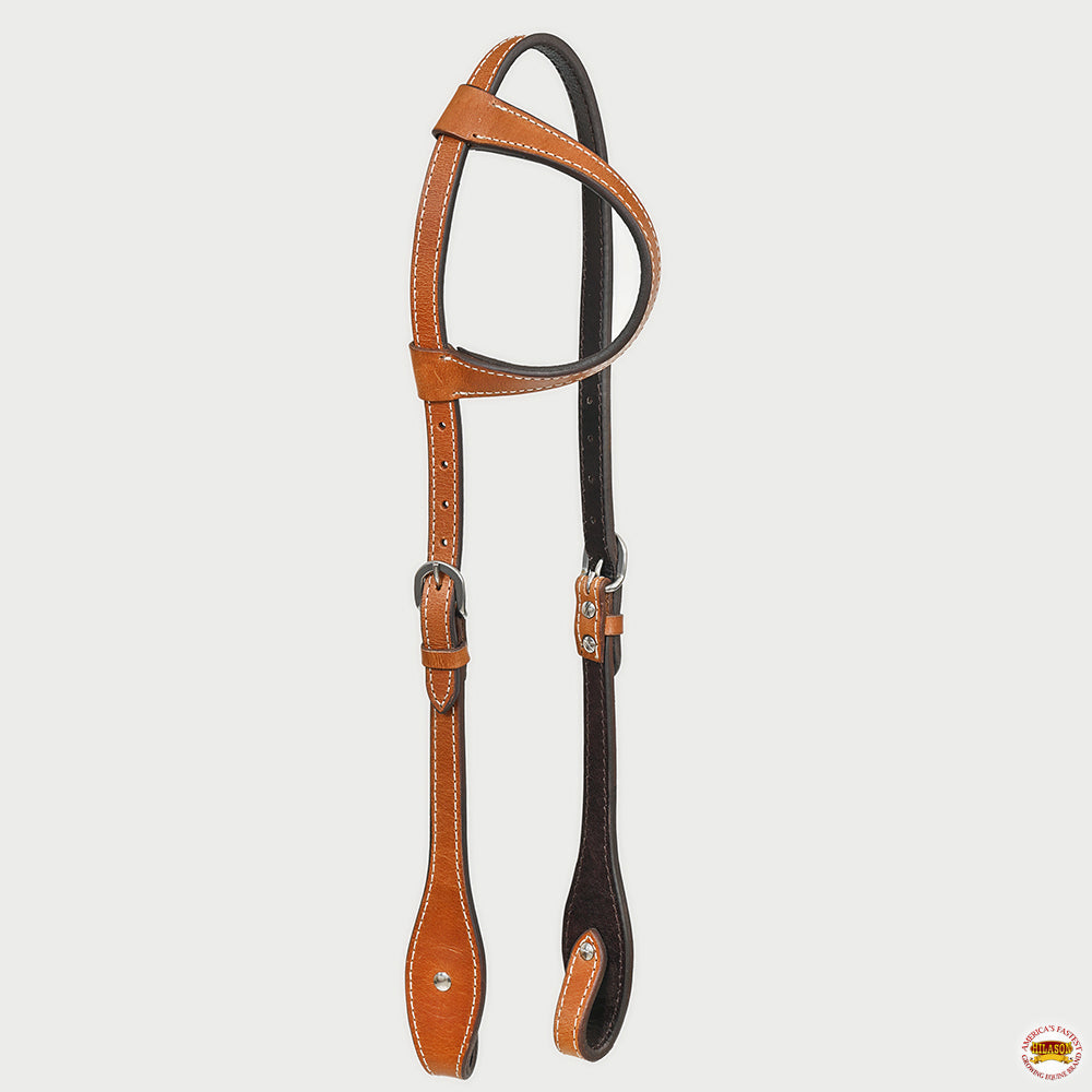 Hilason Western Horse Genuine Leather One Ear Headstall Bridle Engraved GS Concho Chestnut