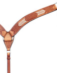 HILASON Western Genuine Leather Horse V Shaped Breast Collar Oiled Tan