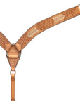HILASON Western Genuine Leather Horse V Shaped Breast Collar Oiled Tan