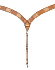 HILASON Western Genuine Leather Horse V Shaped Breast Collar Oiled Tan