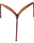 Hilason Western Horse Barb Wire Hand Tooled American Leather Breast Collar Light Oiled