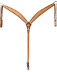 HILASON Western Genuine Leather Horse V Shaped Breast Collar Oiled Tan