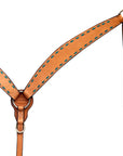 HILASON Western Genuine Leather Horse V Shaped Breast Collar Oiled Tan