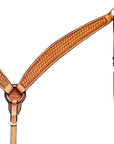 HILASON Western Genuine Leather Horse V Shaped Breast Collar Oiled Tan