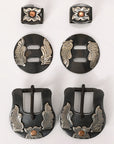 Hilason Western German Silver Hand Engraved Horse Tack Set Buckle Concho