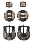 Hilason Western German Silver Hand Engraved Horse Tack Set Buckle Concho