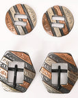 Hilason Western German Silver Hand Engraved Horse Tack Set Buckle Concho