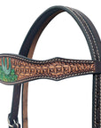 HILASON Western Leather Horse Headstall & Breast Collar Hand Tooled Tan | Leather Headstall | Leather Breast Collar