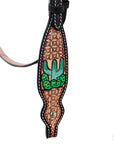 Hilason Horse Cactus Hand Painted American Leather Breast Collar Headstall Brown