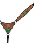 HILASON Western Leather Horse Headstall & Breast Collar Hand Tooled Tan | Leather Headstall | Leather Breast Collar